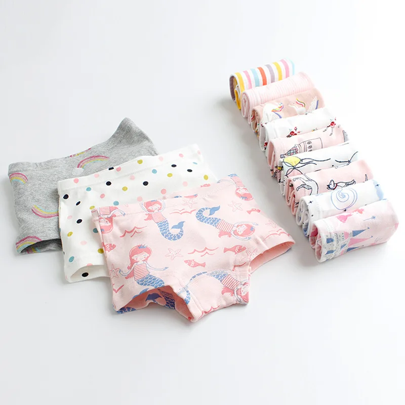 

4Pcs/Lot Baby Girls Underwear Teenage Cartoon Kids Panties Children Short Briefs Cotton Panties Cute Underpants