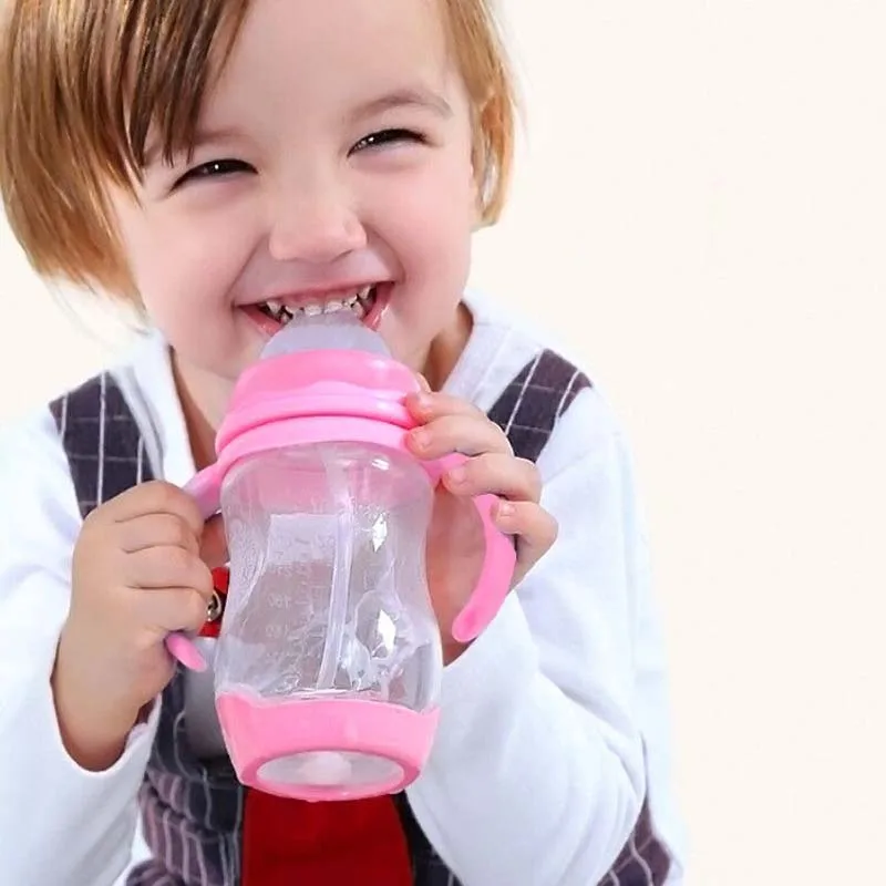 1Pcs 180/240/320mL PP Baby Feeding Bottle Safe Plastic BPA Free Anti-colic Baby Milk Bottle with Straw for Infant Feeding