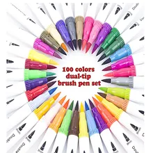 Новые цветные двухконцевые кисти, тонкие вкладыши, кончик кисти, чернила на водной основе, маркеры для рисования, нетоксичные ручки, маркеры для рисования