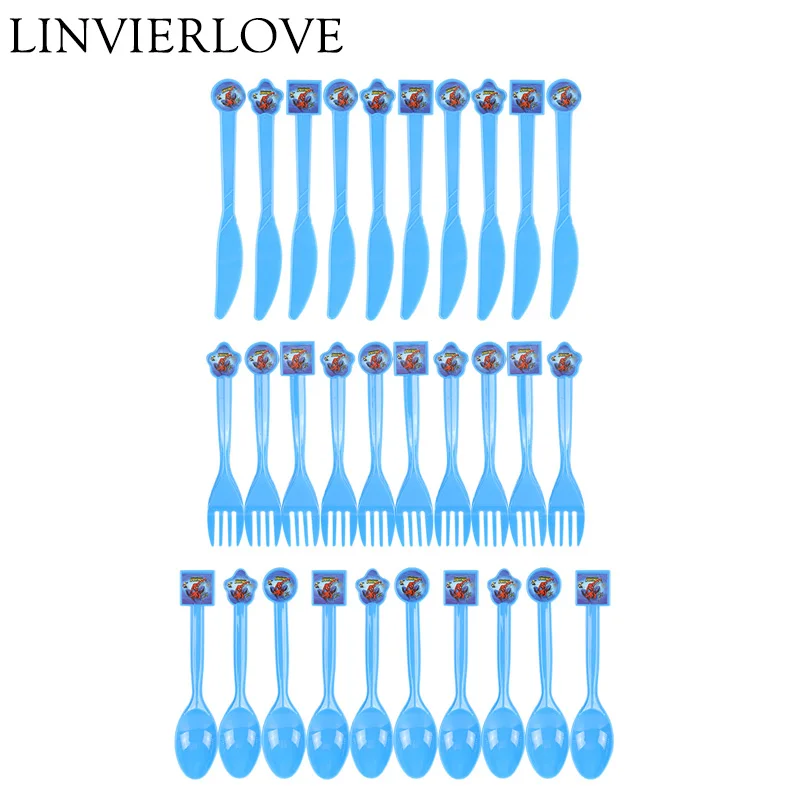 

10pcs/set Cartoon Spiderman Theme Disposable Plastic Knife/Fork/Spoon For Kids Birthday Baby Shower Party Decoration Supplies