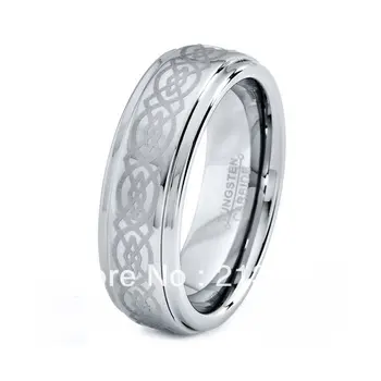 

FREE SHIPPING!USA WHOLESALES CHEAP PRICE BRAZIL RUSSIA CANADA UK HOT SELLING 8MM SILVER PATTERN STEP BRIDALTUNGSTEN WEDDING RING