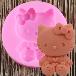 Мультфильм рисунок «Hello Kitty» Cat Силиконовые помадка шоколада 3D форма для торта, капкейков желе, конфеты шоколадные декорирование выпечки