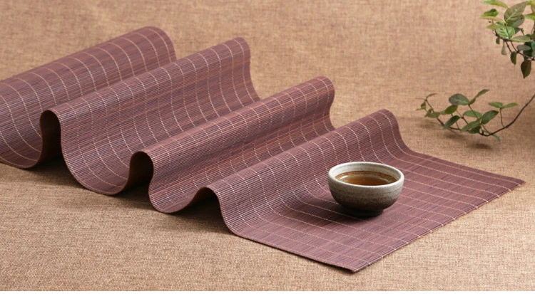 Японский чайный столик, бамбуковый коврик, чайная посуда Gongfu, коврик для кухни, китайский чайный стол, твердая подставка для чайной занавески, чайный домик