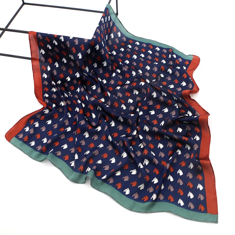 

[FAITHINK] Noble Horse Printed Silk Square Wrap Scarf Women Brand Luxury Soft Large Neck Decorative European Warmer Shawl