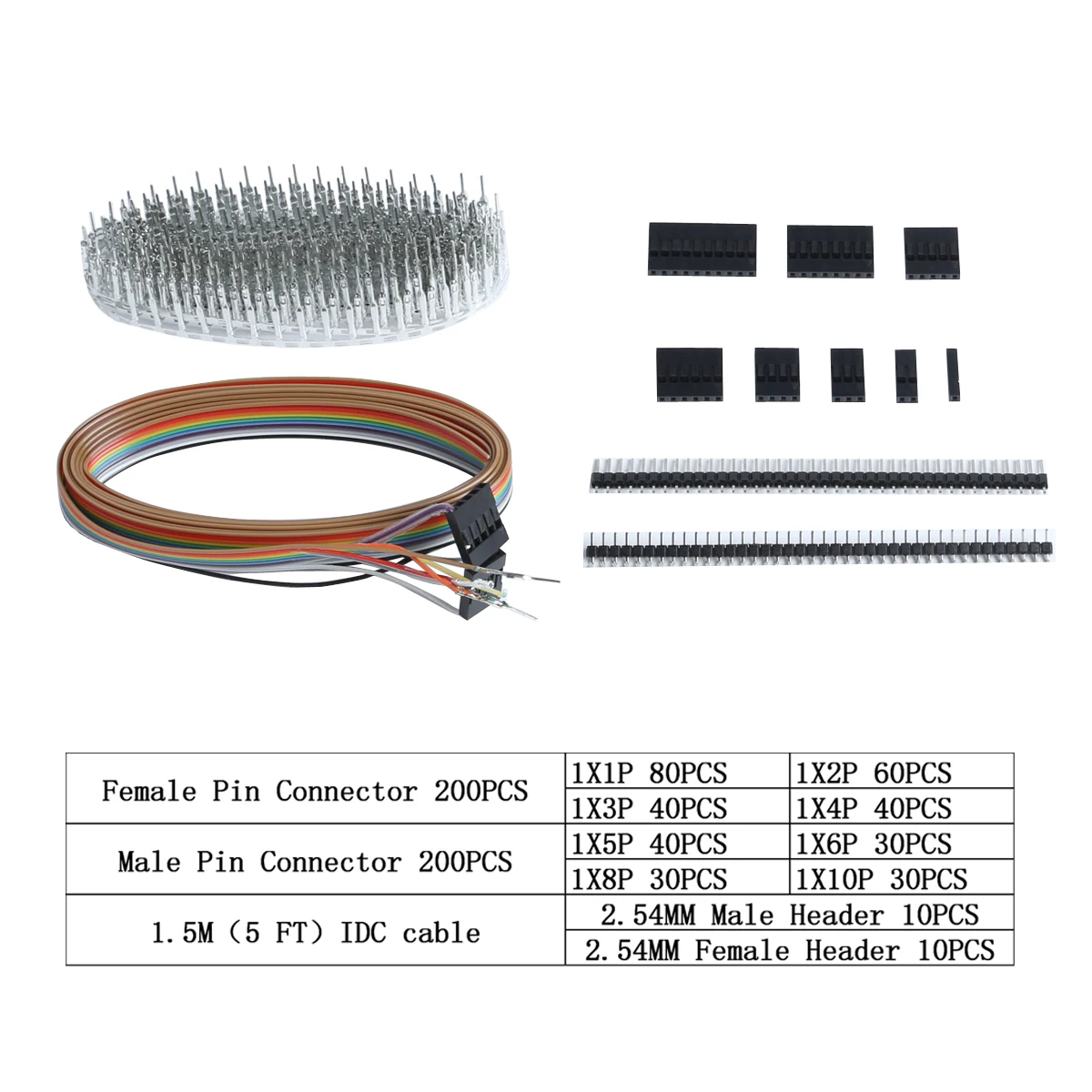 1550 шт. 2,54 мм Dupont Соединительный комплект PCB коннекторы корпус мужской женский контакты Электроника 1,5 м IDC кабель, Dupont Комплект проводов