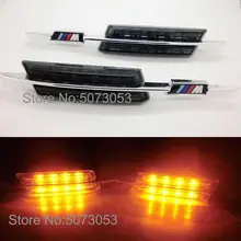 Smoked lens Amber color 8LED Side Marker turn signal lamp Light for BMW E46 Sedan 4D 5D LCI Facelift 2002-2005 canbus M logo