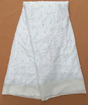 

Free Shipping African Lace Fabric 2017 High Quality French Guipure Lace Fabric With Bead Sequins Lace Fabric For Nigerian Party