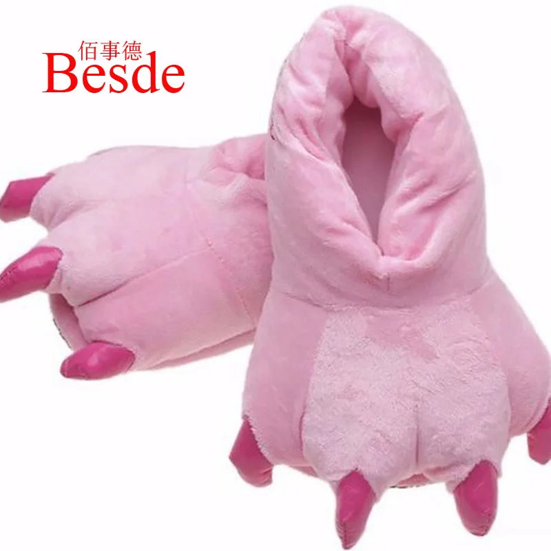 

Ladies winter shoes plush slippers anti slip sexy leopard funny slippers indoor shoes women Animal claw slipper