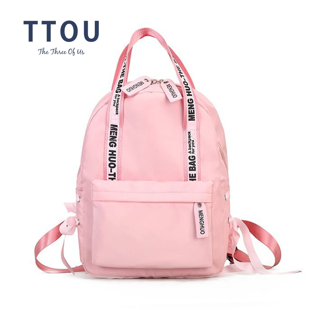

TTOU Women Fashion Nylon Backpack Preppy School Bags For Teenagers Girls LargeTravel Bags Bow Backpack Mochilas