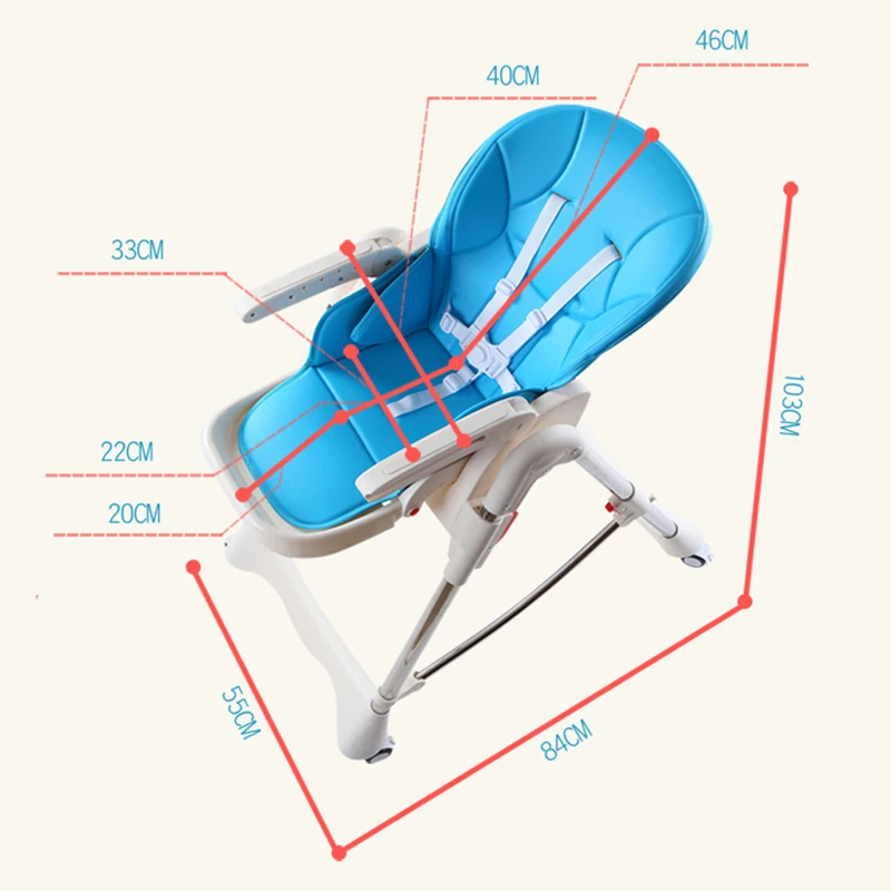 Baby High Chair For Kids Adjustable Feeding Chair With PU Leather Cushi on Dining Table With multi-function Highchair Foldable .
