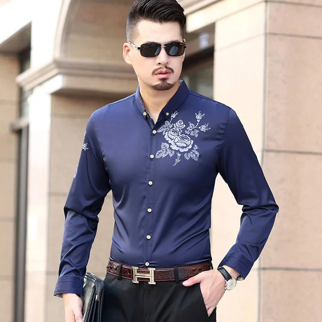 2017 New Brand Men's Casual Chinese Style Shirt Long Sleeve Shirts Slim ...