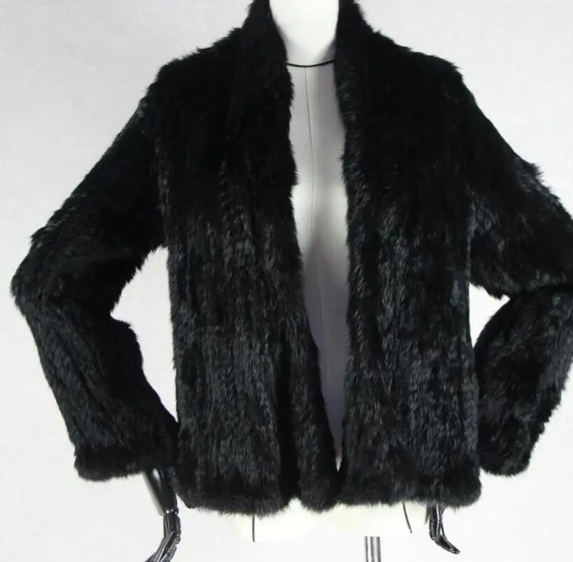 Женская натуральная Меховая куртка жилет с натуральным кроликом/куртки, вязаное зимнее теплое пальто с кроликом C01