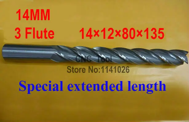

Free shipping 1pcs 14mm 3 Flute HSS & Special extended length Aluminium End Mill Cutter CNC Bit Milling Machinery Cutting tools