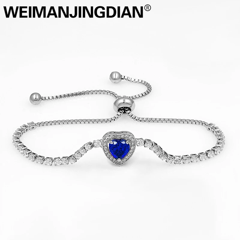 

Cubic Zirconia Zircon CZ Heart Bracelets for Women or Wedding in Blue / Red / Green / Purple Colors
