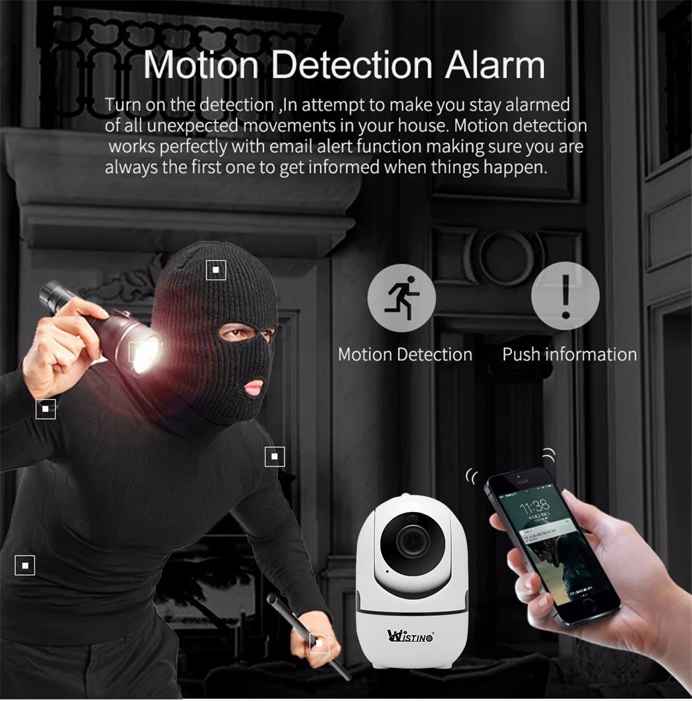 Wistino CCTV  Wireless IP Camera  Auto Tracking 720P Surveillance Security Home Camera Indoor PTZ Video Baby Monitor Wifi Night Vision (8)