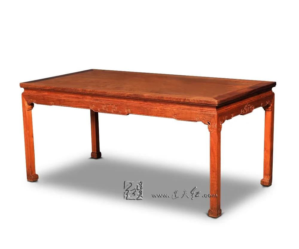 Long Office Table Set 1 Board & 6 Chiars Rosewood Furniture China Neoclassical Solid wood Desk Annatto Armchair New Fashion Set