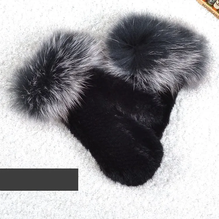 006 Новые популярные зимние женские перчатки из натурального меха норки милые женские перчатки из натурального меха норки Хорошие эластичные женские зимние вязаные - Цвет: black 1B
