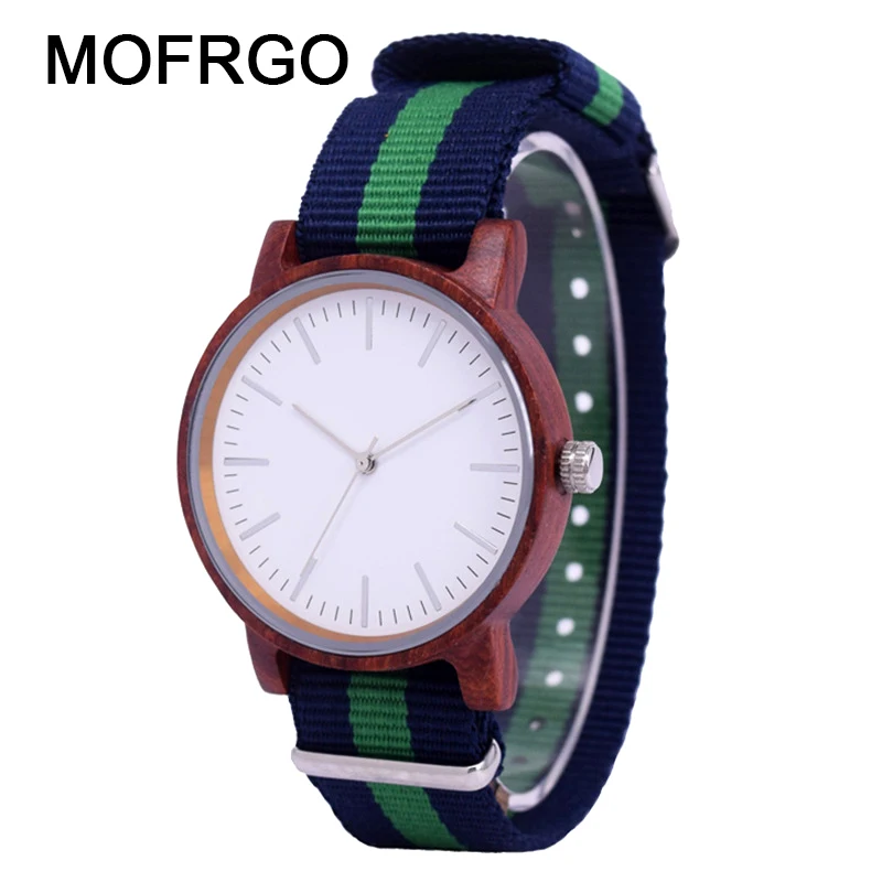 

Minimalist Wood Watches For Men Woman With Top Brand Rainbow Nylon Cloth Clock As Simple Design Unisex Watch Relogio