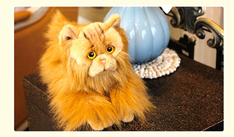 Dorimytrader Cute Simulation Cat Plush Toy Lifelike Lovely Realistic Pets Cat Doll Car Decoration Baby Gift 38x15x18 DY50141 (1)