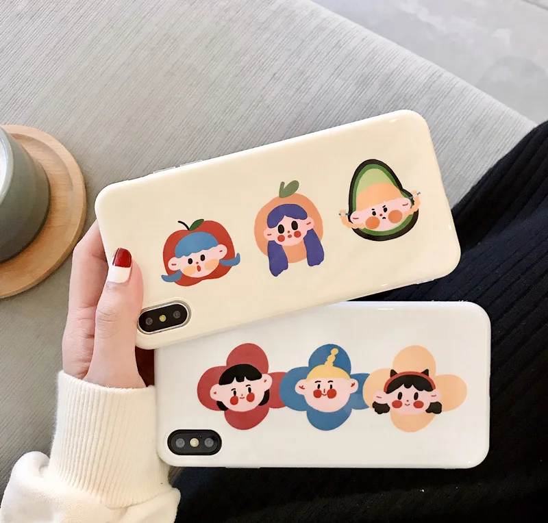 

For Simple Fruit Cartoon 8plus Apple X Mobile Shell XS Max/XR/iPhone7/6s All Inclusive Soft Set Men and women