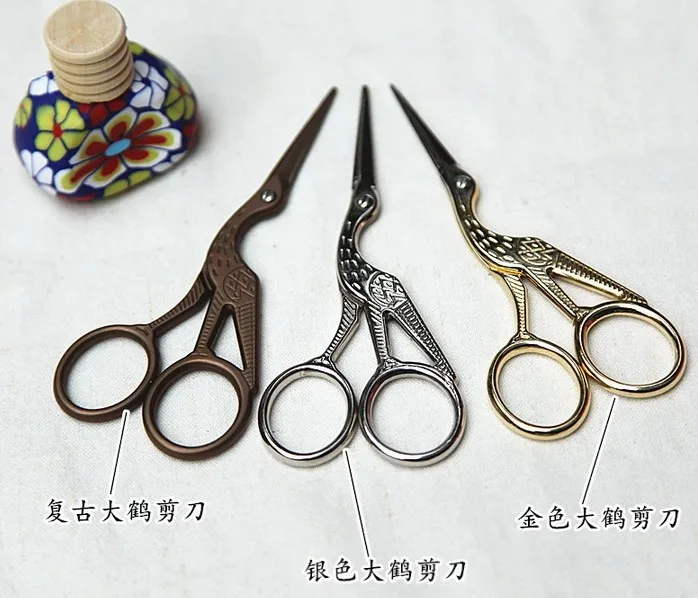 

stainless steel Sewing scissors 3 color 3pcs/lot gold Bird style vintage scissor Embroidered DIY tools free shipping NEW