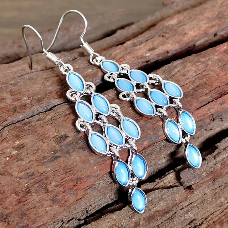 

2019 New Natural Labradorite/ Moonstone Women Dangle Earrings Elegant Wedding Engagement Jewelry For Women
