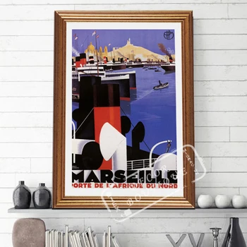 

Vintage Advertising Poster Marseille Port North Africa Classic Canvas Paintings Vintage Wall Posters Stickers Home Decor Gift