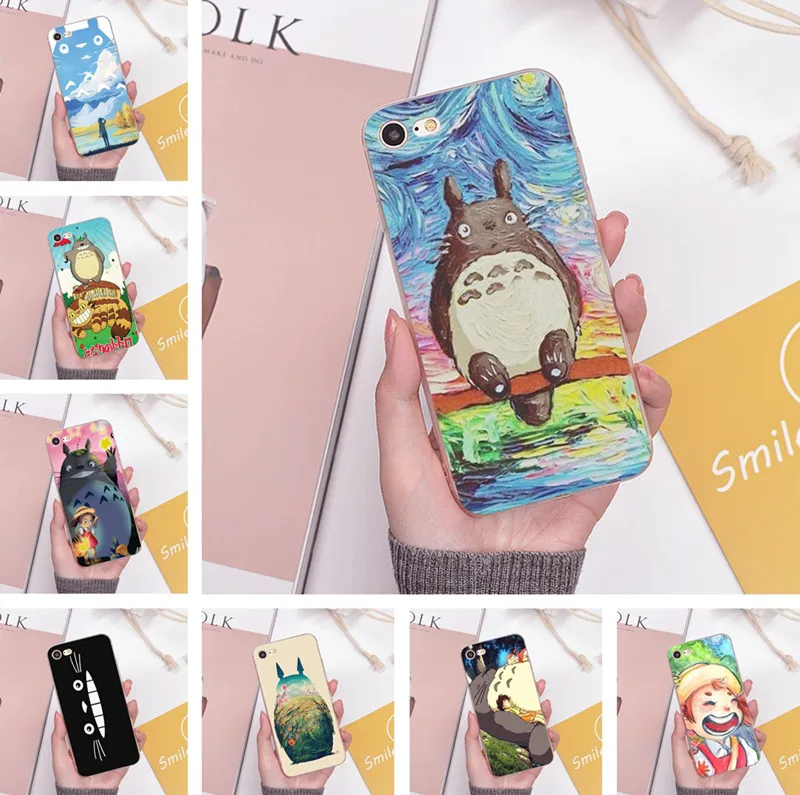 Cute Totoro Spirited Away Ghibli Miyazaki Anime Soft Clear Phone Case For iPhone 7 7Plus 6 6S 6Plus 5 5S 8 8Plus | Мобильные
