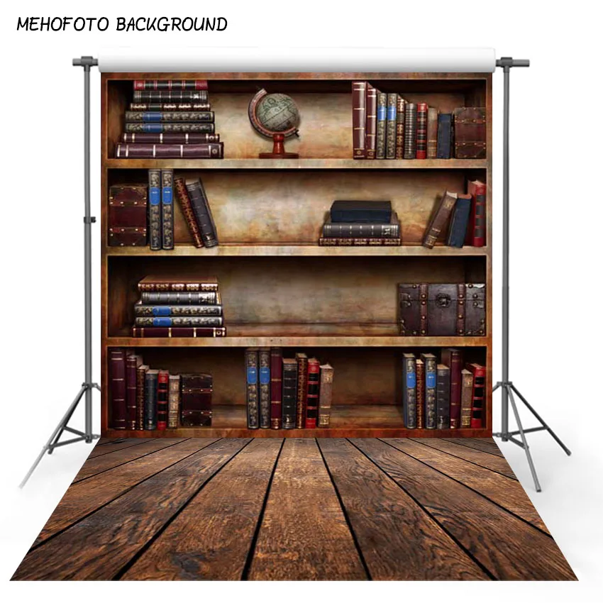 buy Graduation season Thin Vinyl photography Vintage Book Shelf Backdrop book case, book store Printed Fabric Background F 2691