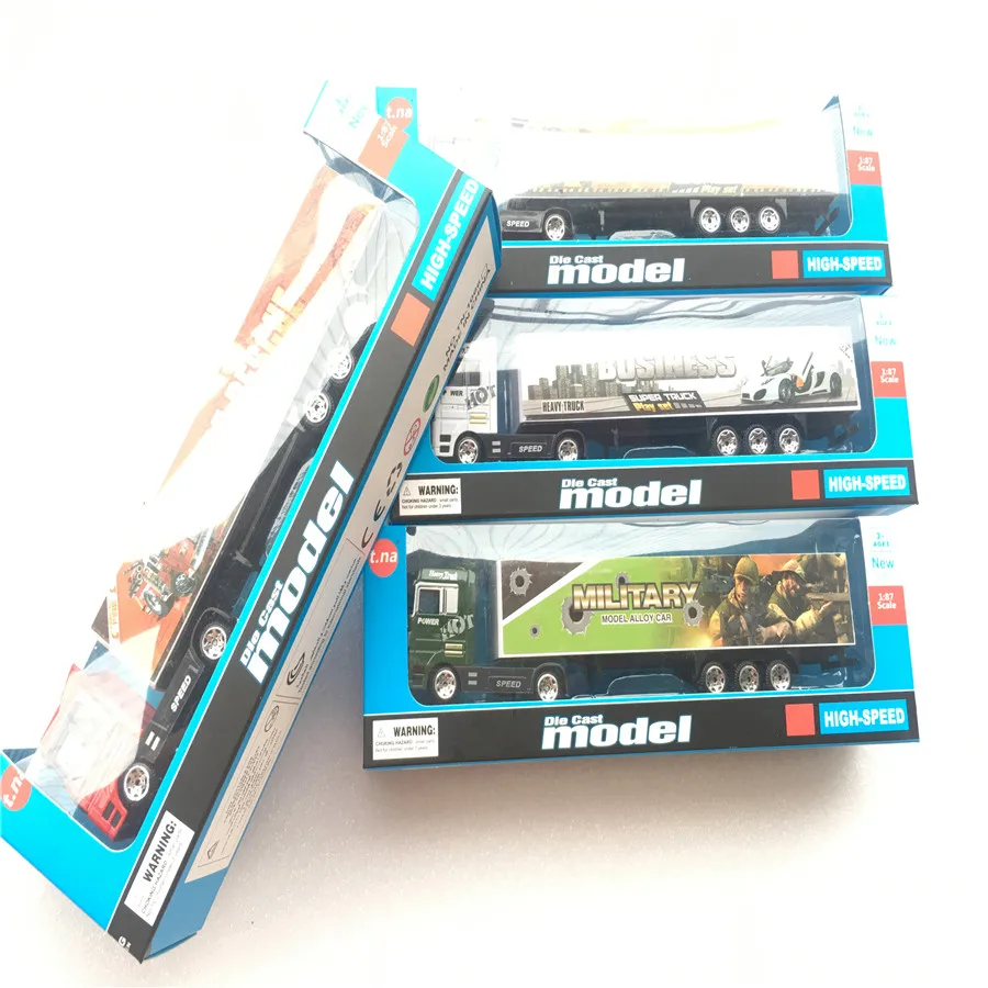 

4pcs/lot 1/87 scale Children's alloy car model transporter container truck boy children's toy car gift for ho train layout