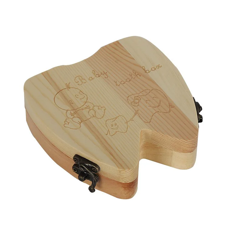 ONNPNNQ Baby Tooth Box Organizer For Baby Save Milk Teeth Wood Storage Box Tooth Shape Case Holder as a Gift For Kid Boy Girl6