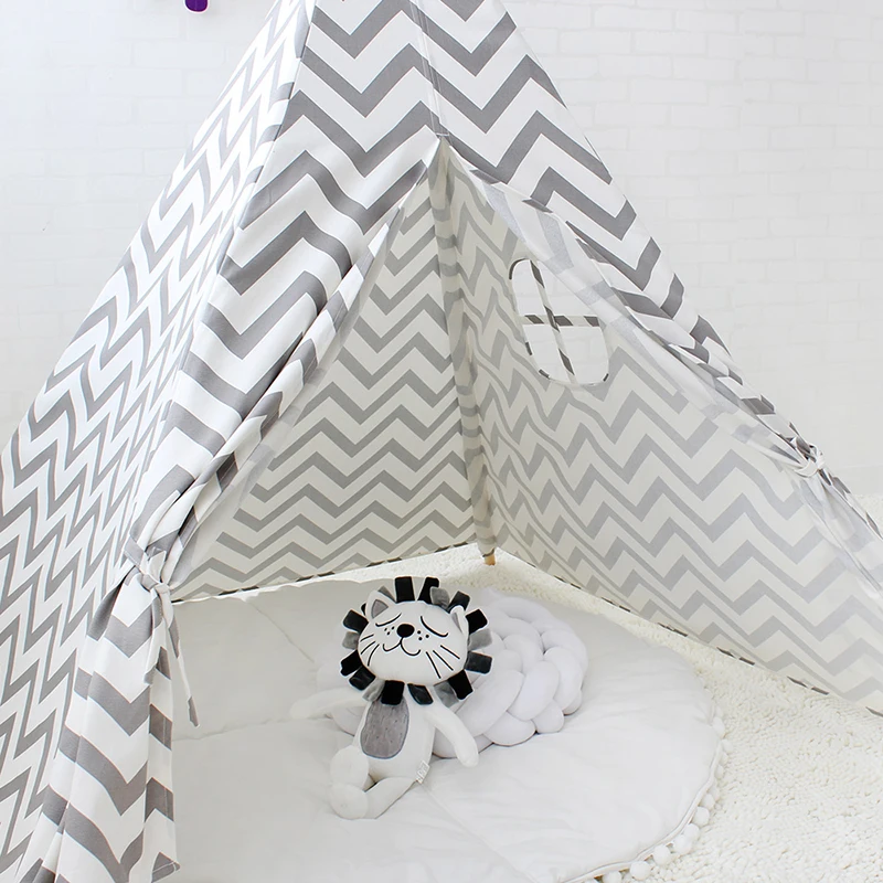 Холщовая палатка для ребенка Tipi в полоску Wigwam детский домик детей игрушки