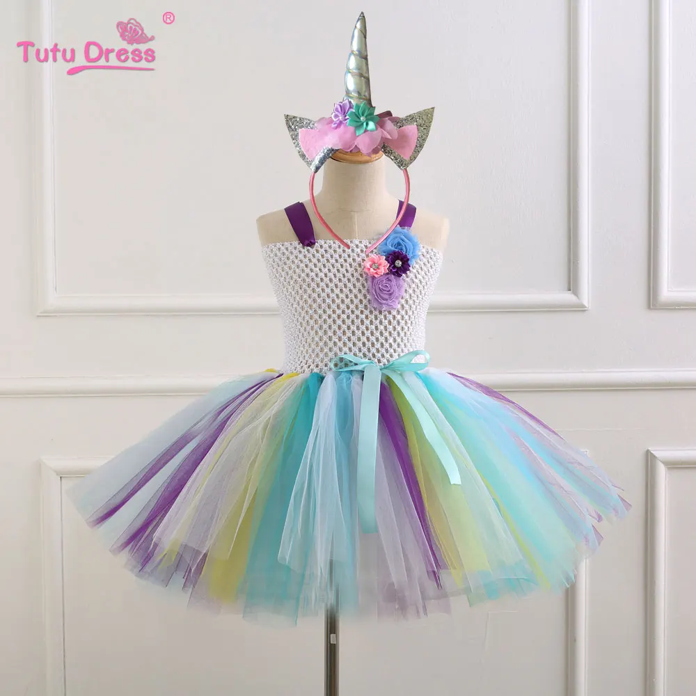 2018 Brand Tutu Dresses Princess Tulle Dress Rainbow