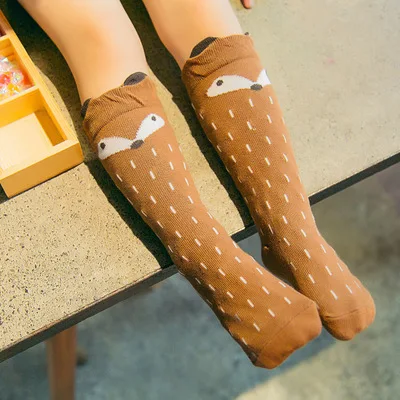 brown fox Унисекс Прекрасный милый мультфильм лиса для маленьких Носки до колена для девочек и мальчиков для маленьких Носки животных младенческой Мягкий хлопок Носки от 0 до 3 лет - Цвет: brown fox