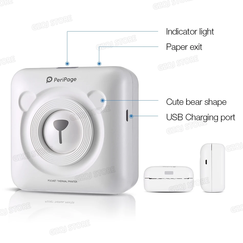 GZM5804 A6 PeriPage البسيطة المحمولة بلوتوث اللاسلكية ورقة طابعة صور جيب الحرارية الطباعة USB اتصال Impresoras هنااا
