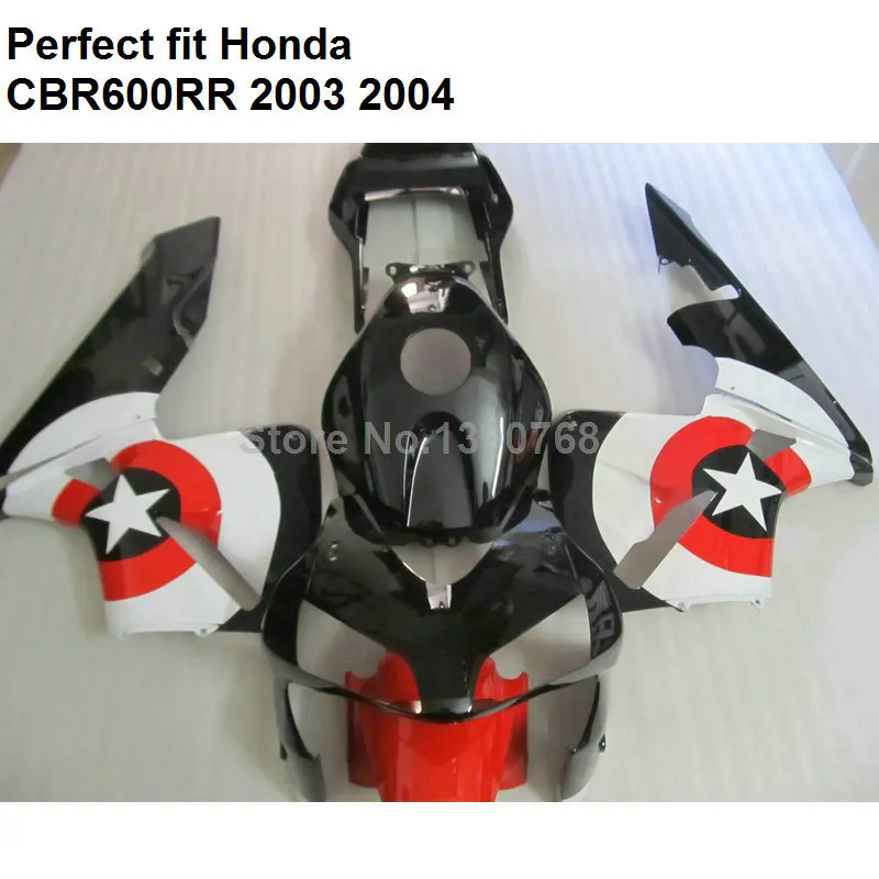 

Kit for Honda fairings CBR600RR 2003 2004 black red white fairing kit CBR 600RR F5 YJ72
