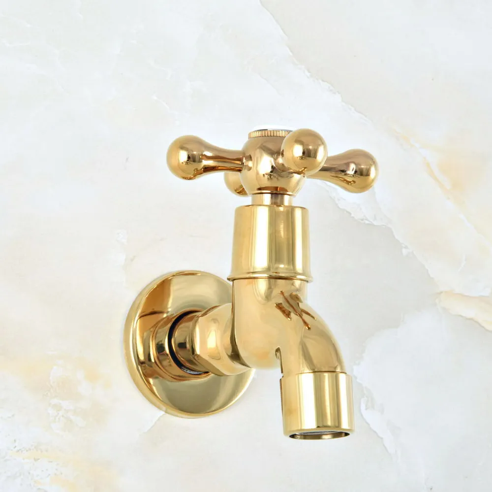 

Gold Color Brass Single Cross Handle Wall Mount Bathroom Mop Pool Faucet /Garden Water Tap / Laundry Sink Water Taps mav142