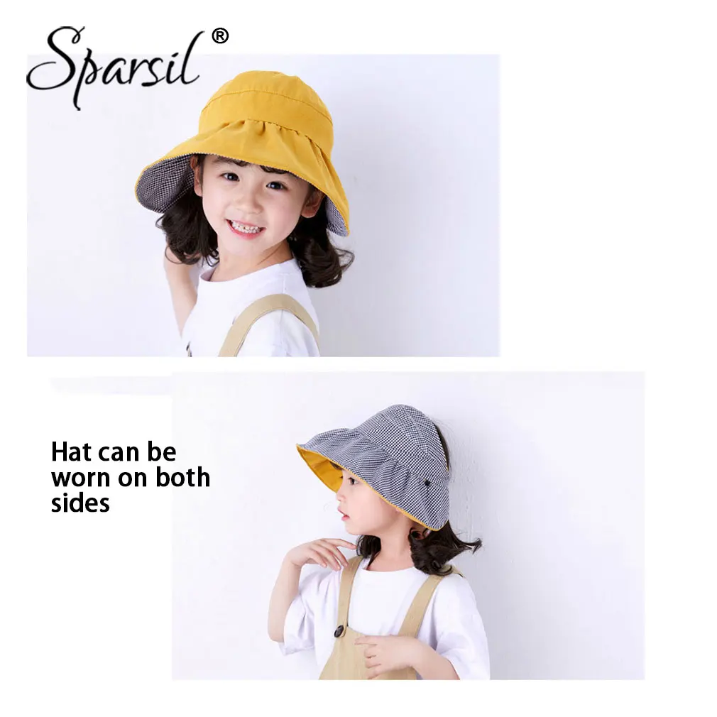 Sparsil летняя двухслойная шляпа для родителей и детей, женская шляпа с пустым верхом, уличная Защита от ультрафиолетовых лучей, шапка для девочек, Складная регулируемая шапка, унисекс