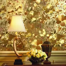 Роскошная 3d металлическая настенная бумага, Золотая фольга, настенная бумага для гостиной, прихожей, кабинета, стен, 3 d, золотой цветок, текстура, настенная бумага, рулон