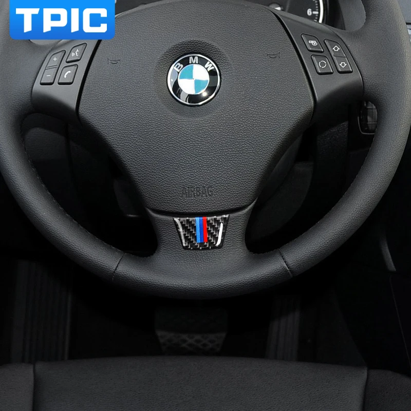 TPIC наклейка на руль из углеродного волокна, эмблема в полоску, 3D наклейка на автомобиль для bmw E70 E71 X5 X6 2008-2013, аксессуары для стайлинга автомобилей