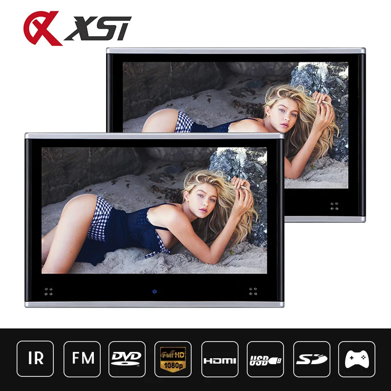 

XST 2PCS 10.1Inch HD Touch Screen Car Headrest Monitor MP5 DVD Video Player USB/SD/HDMI/IR/FM/Game/TFT LCD Digital Display