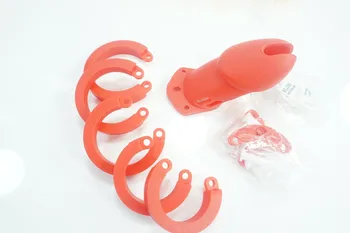3 color for choose Male penis lock silicone Chastity device bondage with 5 ring CB6000