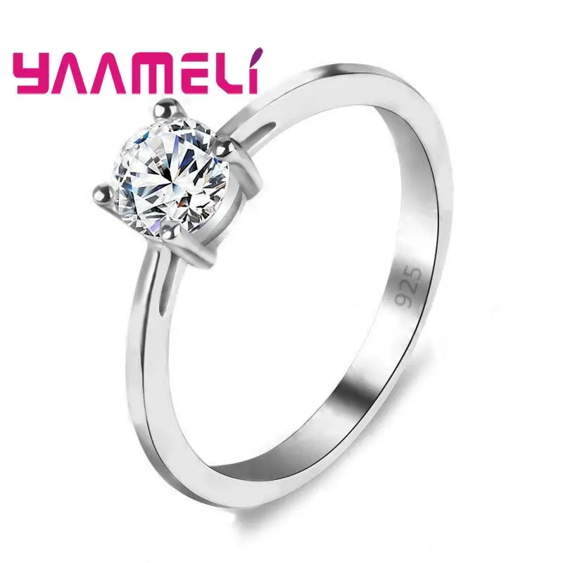 YAAMELI Wholesale 925 Sterling Silver Rings for Women Wedding Engagement Jewelry Cubic Zircon Band Anniversary Ring Mujer