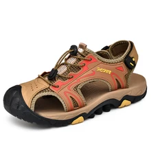 Classic Comfortable Men Summer Shoes Leather Sandals Big Size Soft Sandals Men Roman Comfortable Men Summer 2#15D50