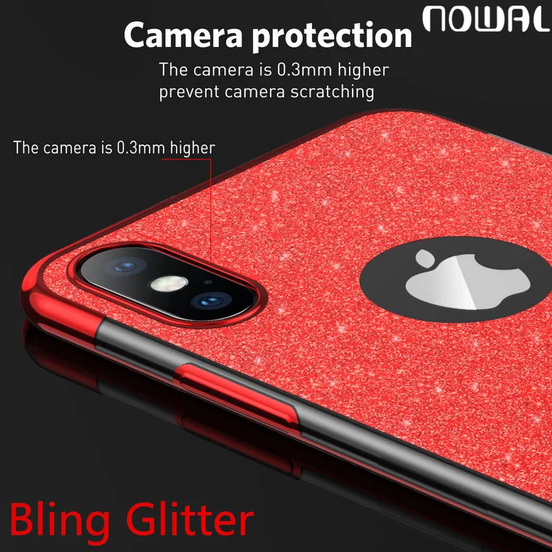 NOWAL Покрытие рамка чехол для телефона iPhone 6 6s Plus Bling Flash порошок бумага силиконовый