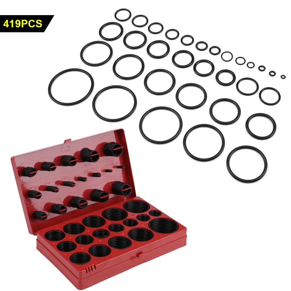 419pcs O ring Assortment Set Seal Gasket Universal Rubber O Ring Kit