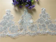 Delicate 9Yards Quality Alencon Corded Embroidered Sequins Fabric Bridal Lace Trim Wedding Dresses Bridal Gowns Veils Trim Y30