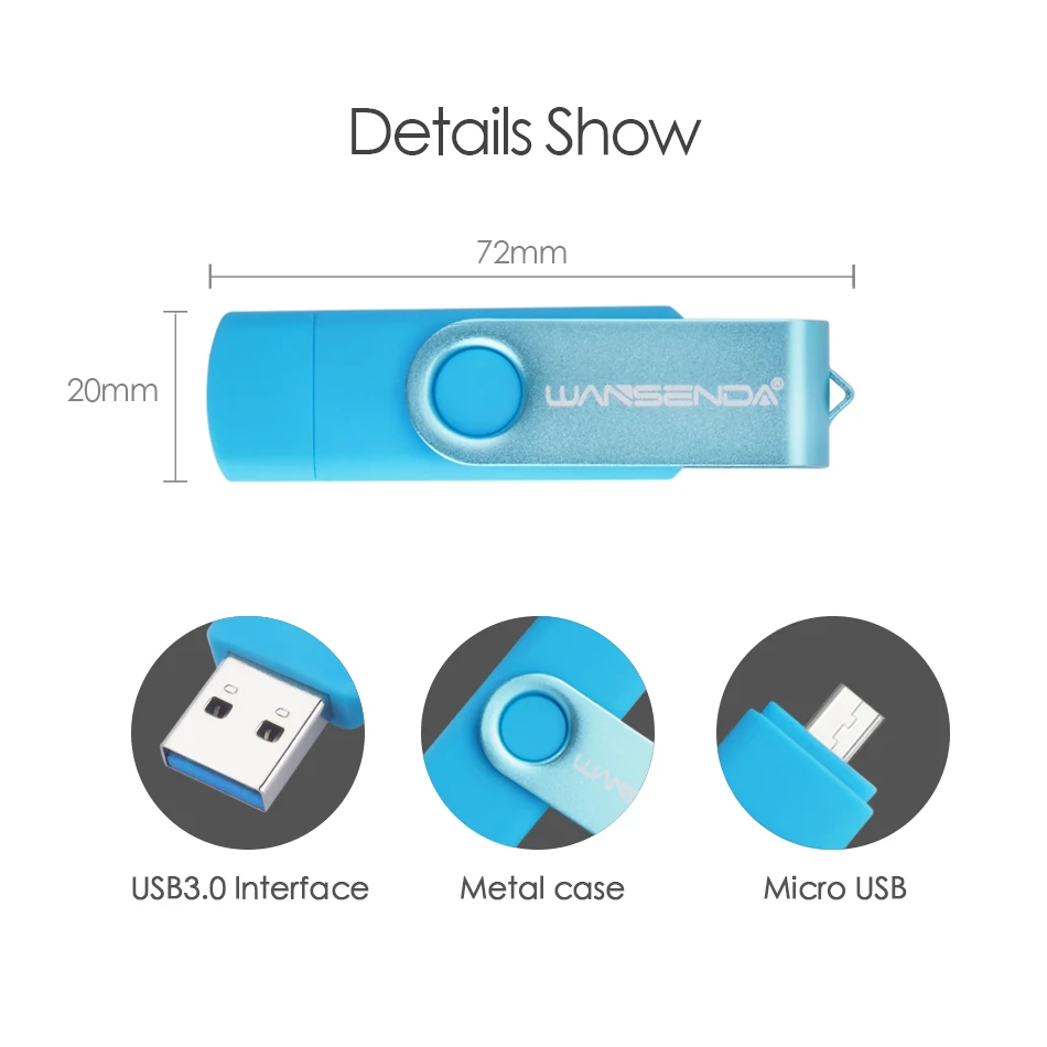 WANSENDA USB3.0 флеш-накопитель 256 ГБ 128 Гб 64 Гб OTG USB флеш-накопитель 32 ГБ высокоскоростной флеш-накопитель 16 ГБ 8 ГБ USB накопитель для Android/PC