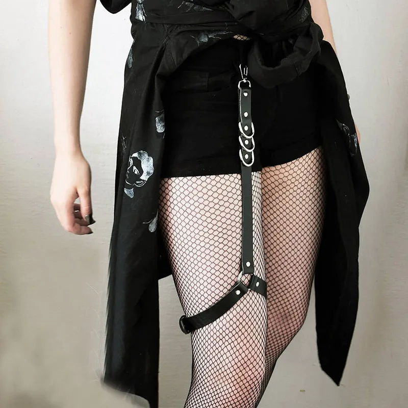 

Punk PU Leather Thigh Harness Straps Women Harajuku Leg Garter Sexy Wedding Garters Pole Dance Bondage Sexy Lingerie Suspender