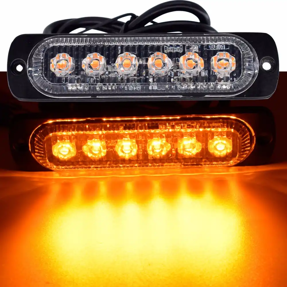 2Pcs Strobe Led Side Marker Lights Car Truck 6 LED Flashing Emergency